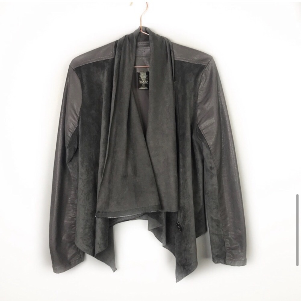 Blank NYC Faux Leather Moto Jacket Gray Size Large